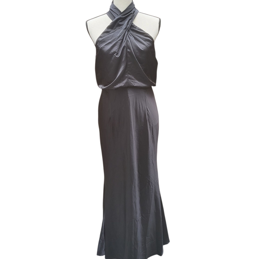 Black Formal Satin Maxi Gown